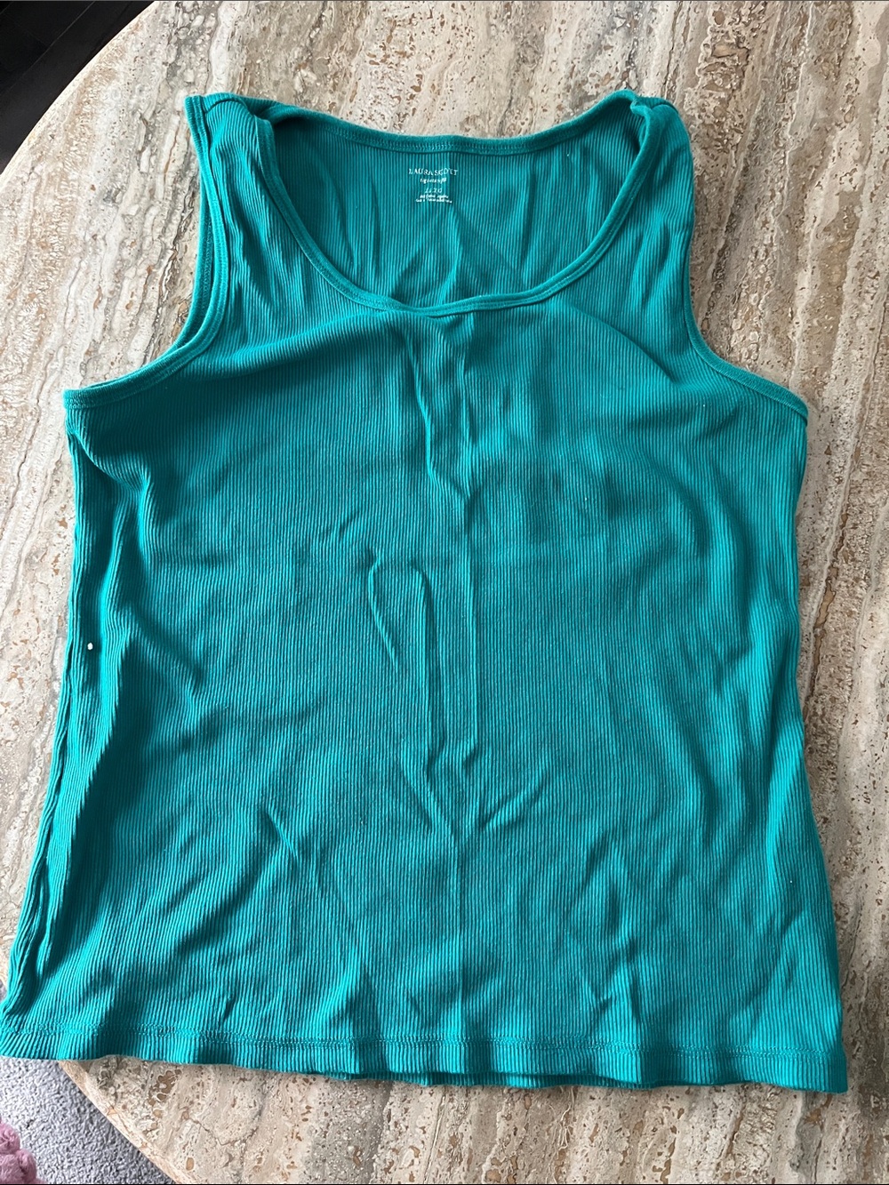 Laura Scott Teal Ribbed Tank Top